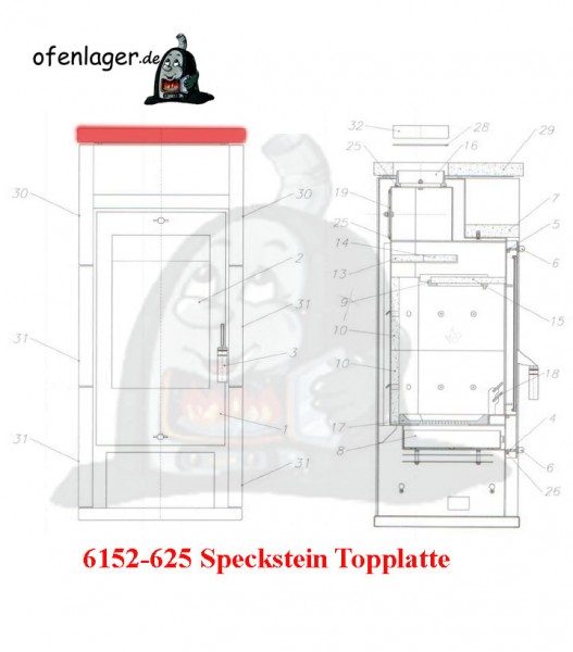 6152-625 Speckstein/Topplatte