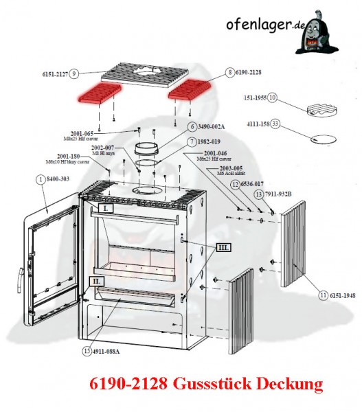 6190-2128 Gussstück Deckung / 1Stück