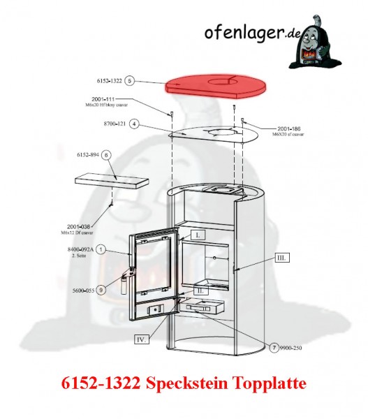 6152-1322 Speckstein Topplatte