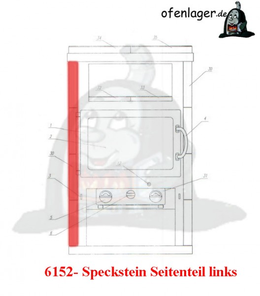 6152- Speckstein links / 1 Stück