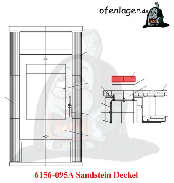 6156-095A Sandstein Deckel