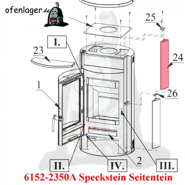 6152-2350A Speckstein Seitenteil / 1 Stück