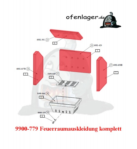 9900-779 Feuerraumauskleidung komplett