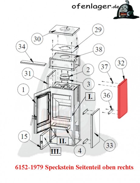 6152-1979 Speckstein Seitenteil rechts oben