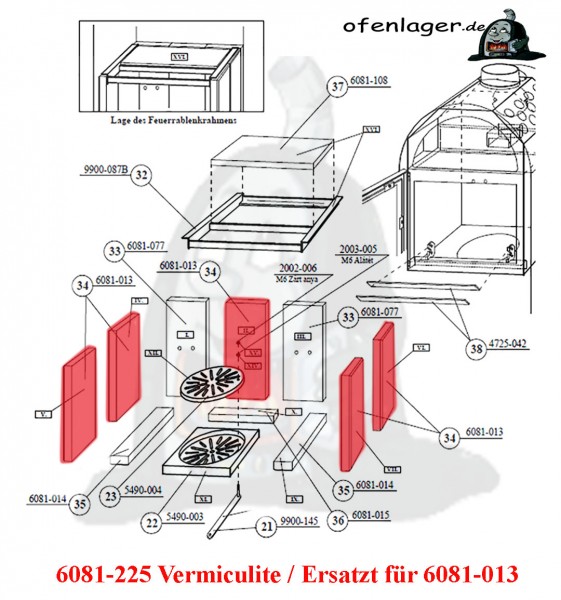 6081-225 Vermiculite- Ersatz für 6081-013 / 1 Stück