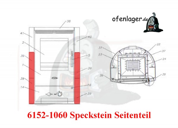 6152-1060 Speckstein/Seitenteil / 1 Stück