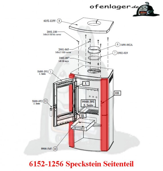 6152-1256 Speckstein Seitenteil / 1 Stück