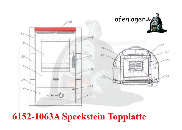 6152-1063A Speckstein/Topplatte