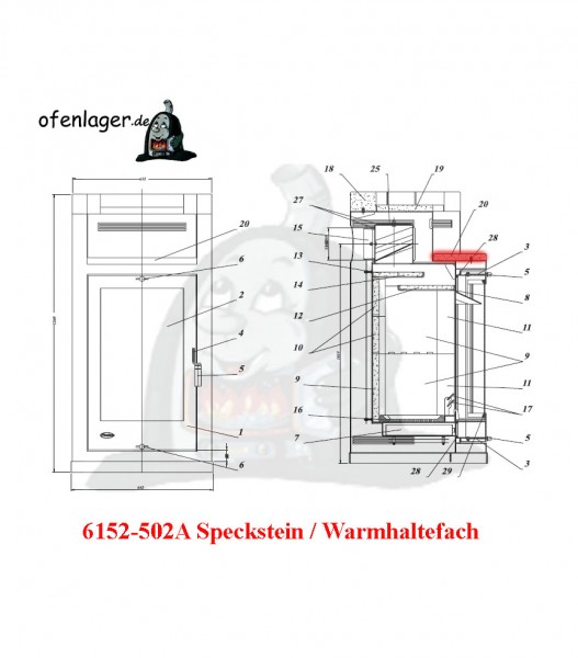6152-502A Speckstein/Warmhaltefach